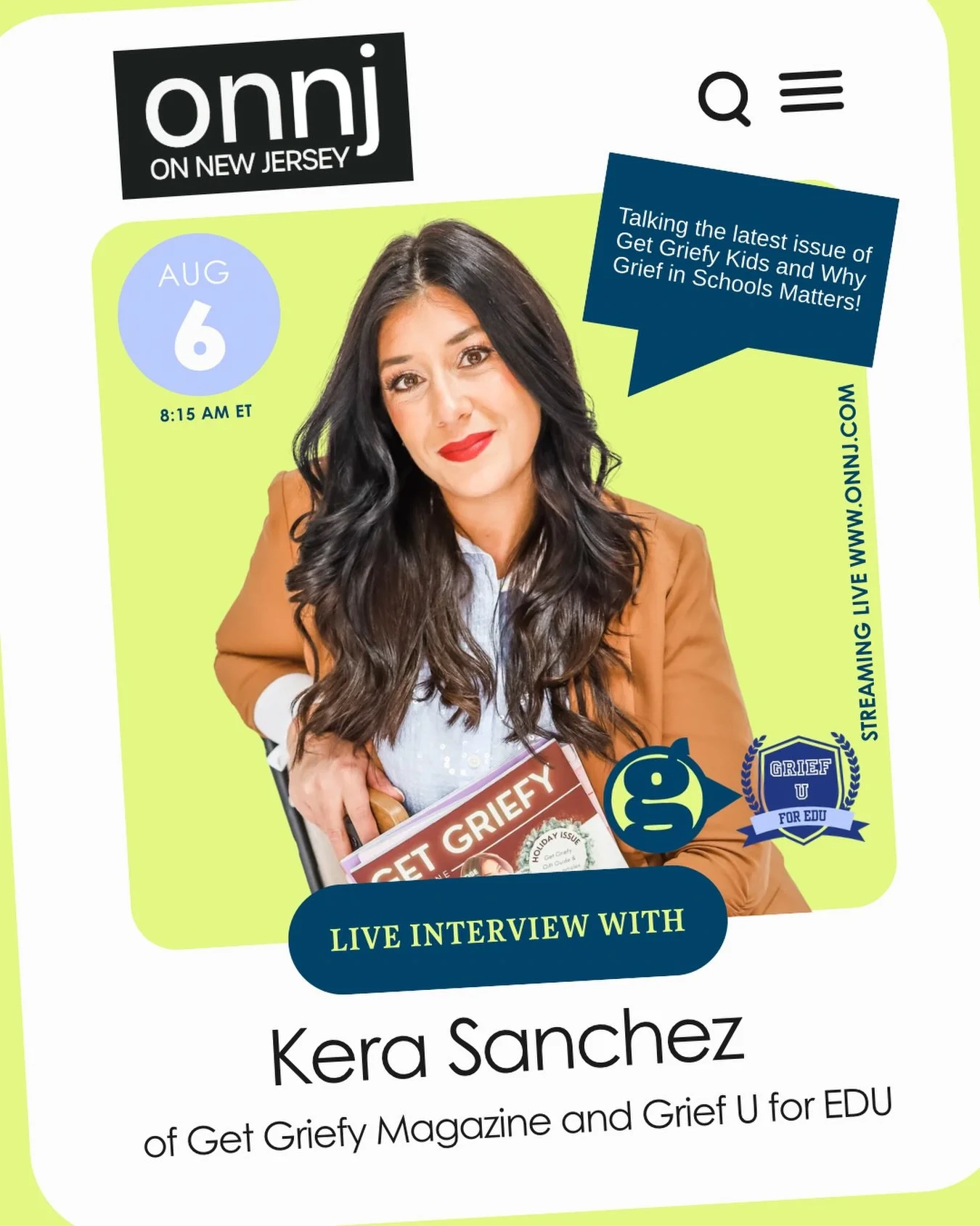 JERSEY WYA?! Get Griefy and @griefuforedu is hitting your screens to talk about the importance of grief education and how Get Griefy kids can help! Grief literacy is now a required learning objective in secondary schools across the state, and with ba