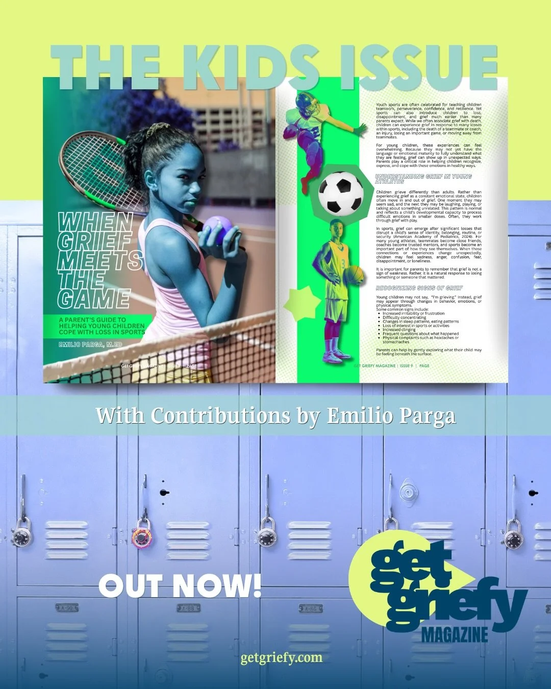 Grief meets sports 🤝 What the love of the game can teach kids about loss, by the incredible wealth of knowledge, Emilio Parga of @solacetreereno 🏈🏀⚽️🥎🏐Comment Kids for a link to issue 9, DIGITAL IS FREE! #grief #kidsgrief #griefjourney #griefcom
