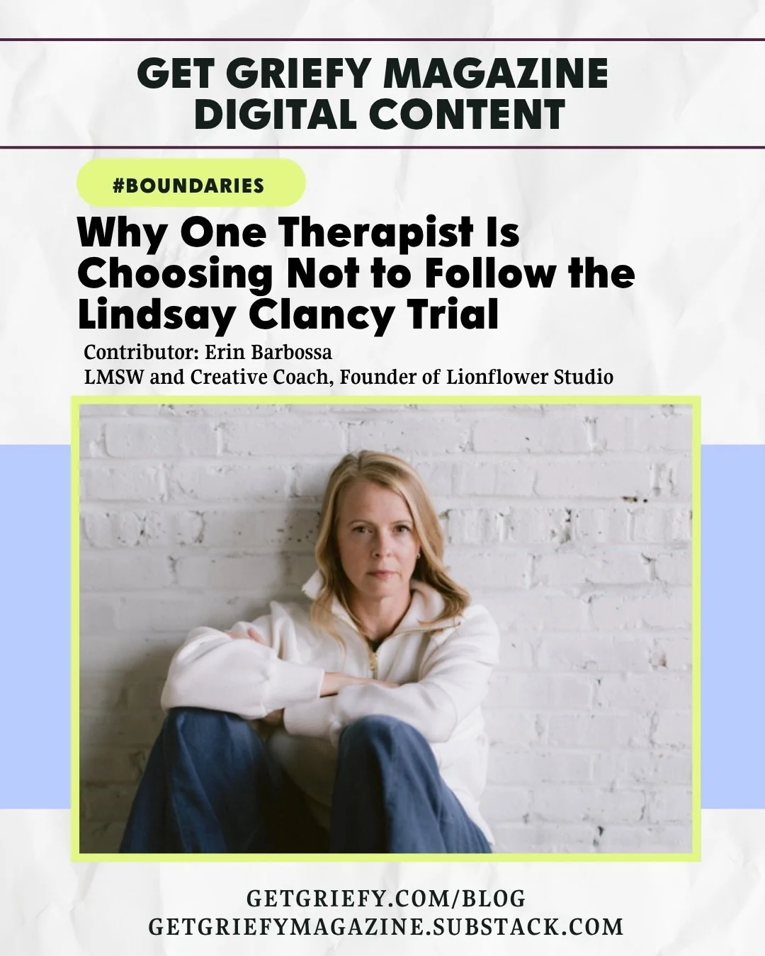 Latest digital content out NOW on getgriefy.com and @substack 📑 Today&rsquo;s latest drop comes from Erin Barbossa, founder of @lionflowerstudio 🌻 Comment Substack for a link to our substack #grief #griefjourney #griefsupport #ambiguousgrief #postp
