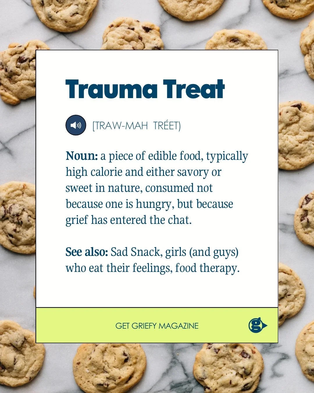 What&rsquo;s your trauma treat of choice? Comment trauma treat for a link to our line of merch celebrating the coping mechanism that is a trauma treat! #traumatreat #grief #griefsupport #griefhumor #griefjourney