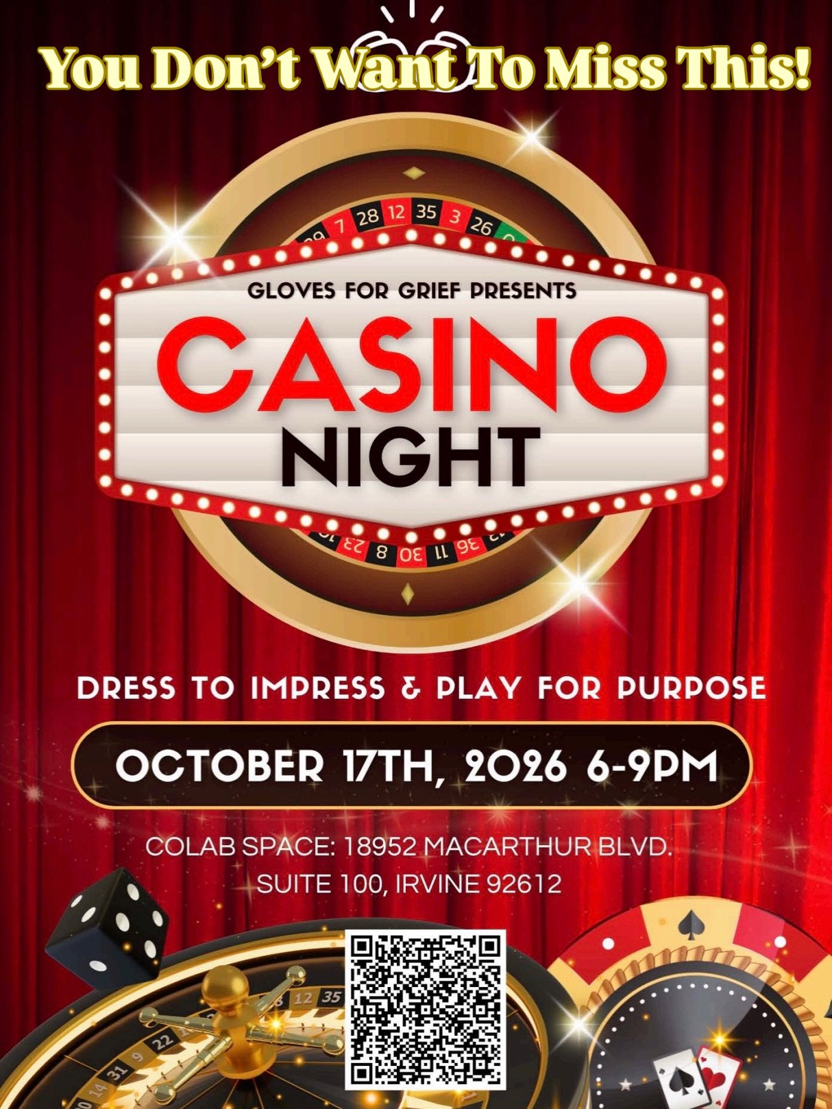2nd Annual Gloves for Grief Casino Night in Irvine, CA. 