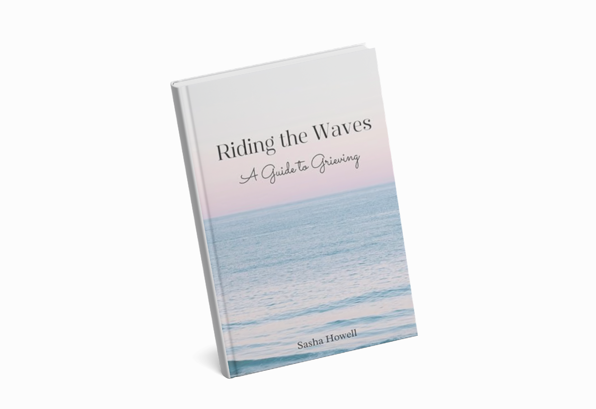 Cover of Riding the Waves: A Guide to Grieving with a beautiful Ocean Sunset