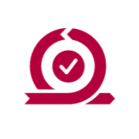 Specialistområde Agila metoder, en symbol med en cirkel och ett kryss inuti, med en markering eller check i mitten, i rödfärgad ikon på vit bakgrund