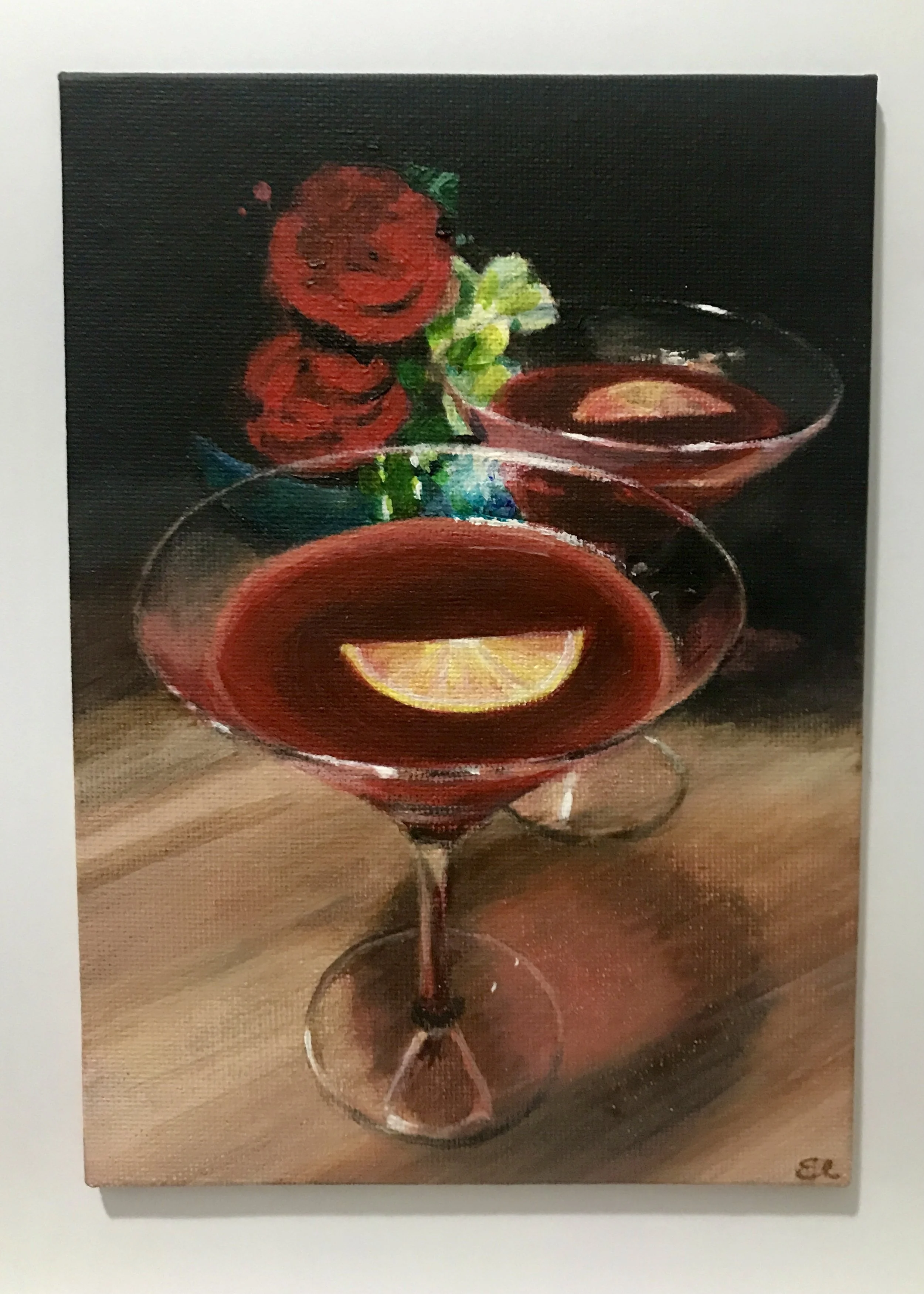 Cocktails, Acrylic on Canvas Board, 7x5 inches, 2025