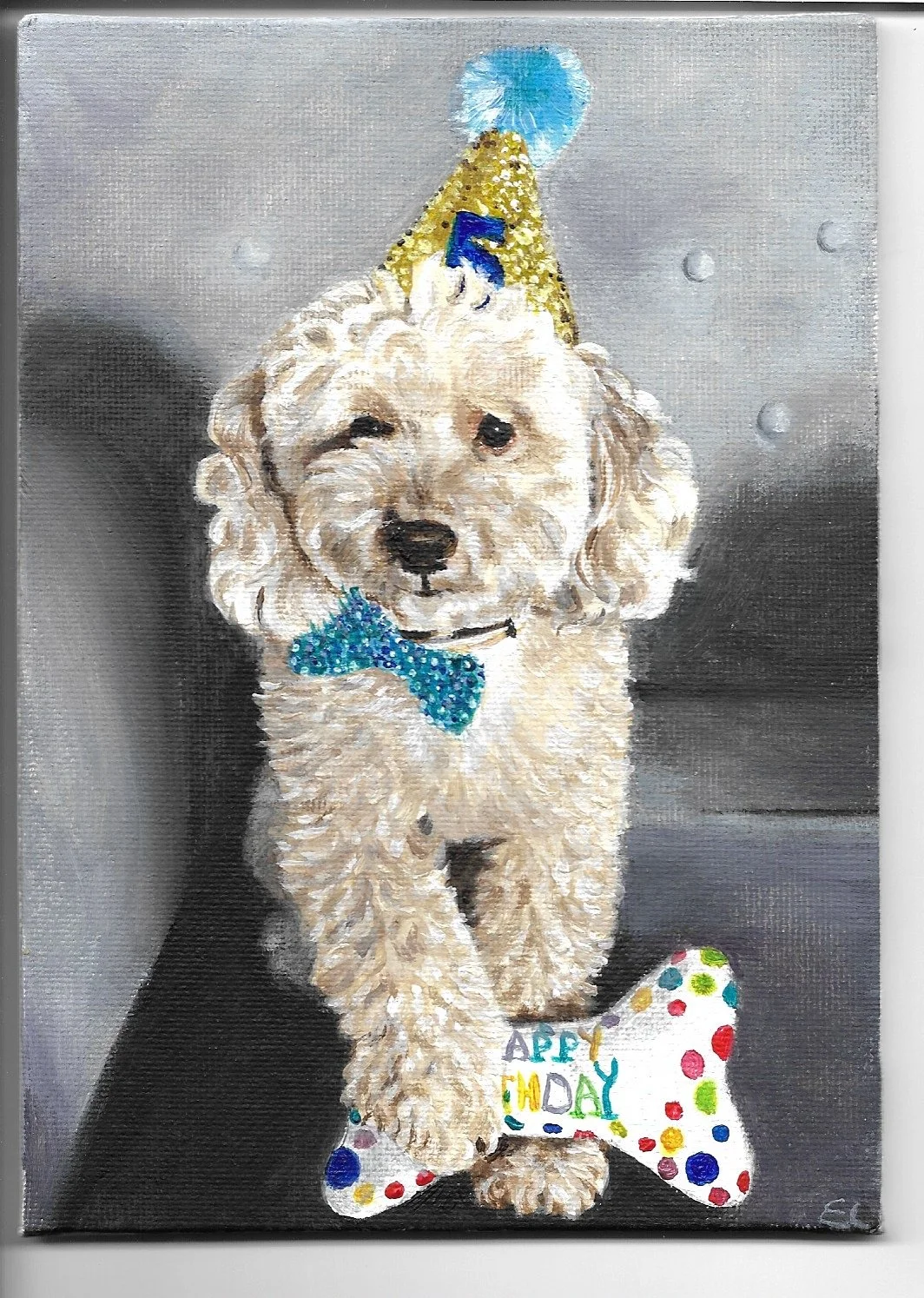 Teddy, acrylic on canvas board, 7x5 inches, 2025