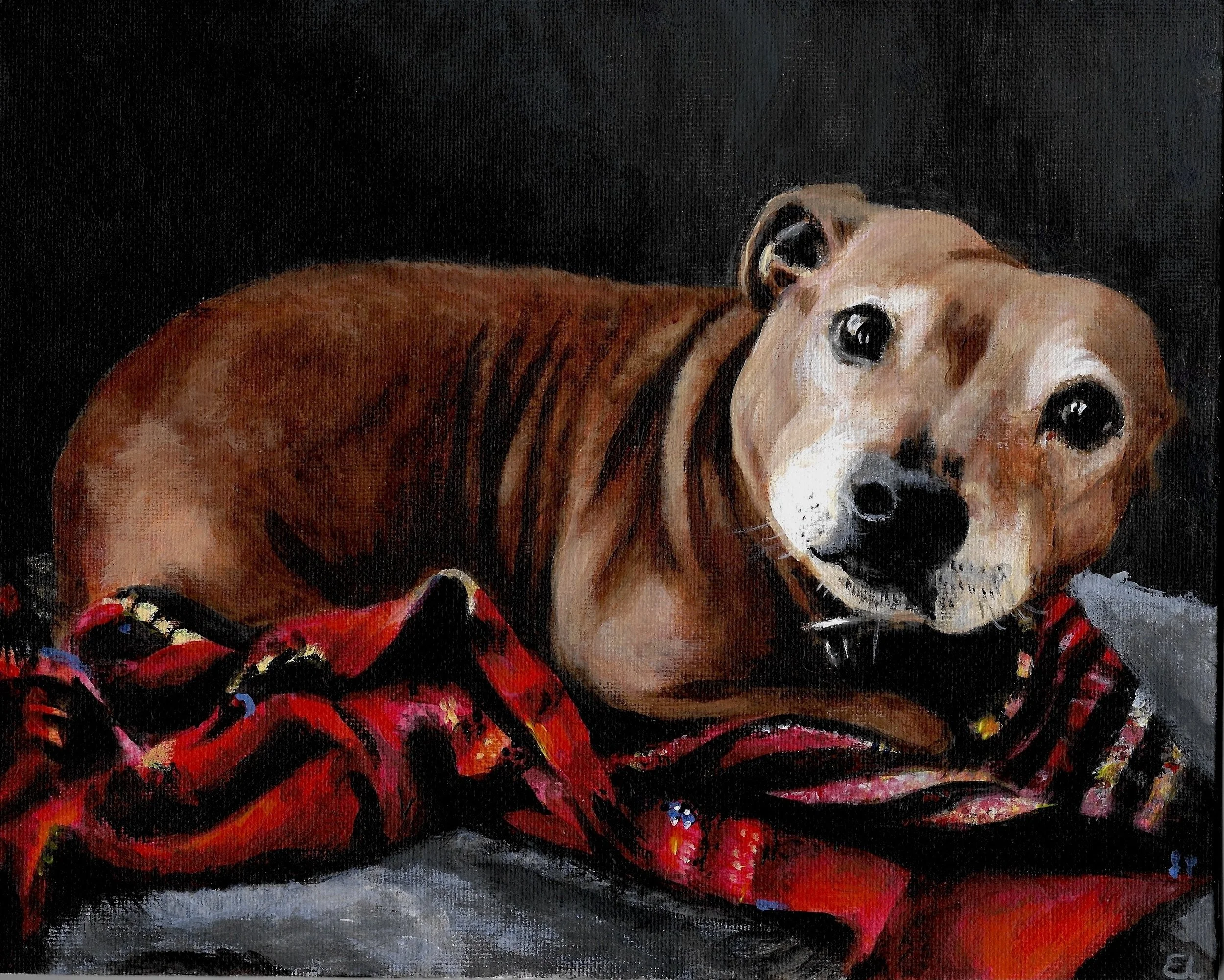 Rue, acrylic on canvas board, 10 x 8 inches, 2025