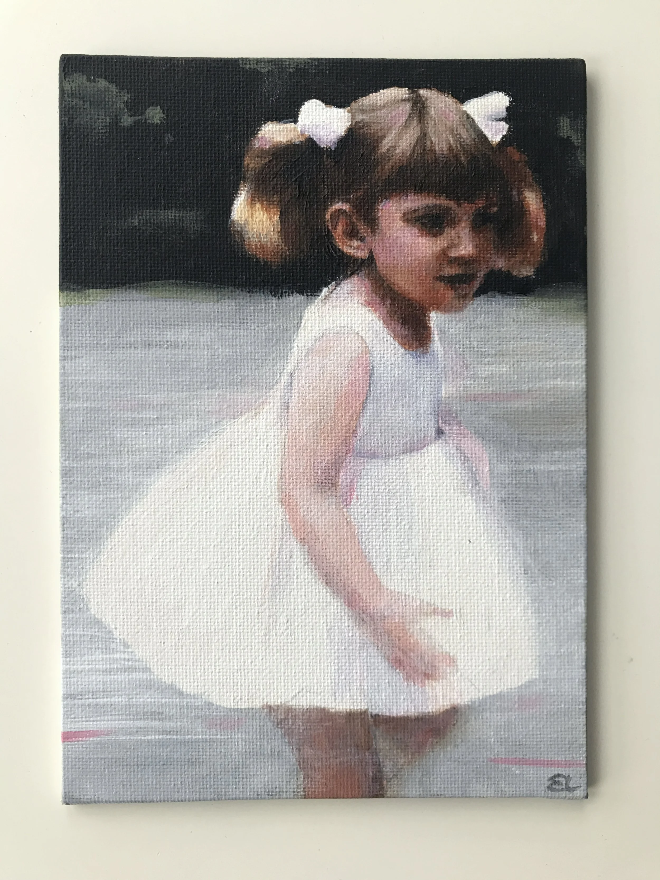 Liz W, acrylic on canvas board, 7 x 5 inches, 2025