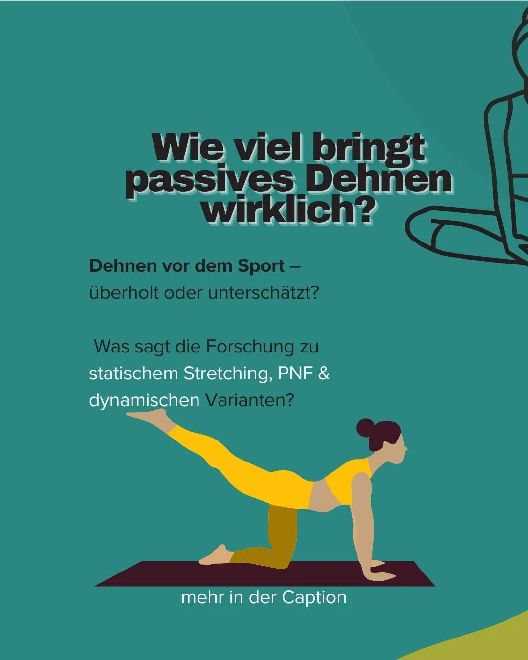 Wie viel bringt passives Dehnen wirklich?

Dehnen &ndash; jahrzehntelang Standard in jeder Aufw&auml;rmroutine. Aber wie sinnvoll ist es wirklich? Die Studienlage ist klarer, als viele denken:

Passives statisches Dehnen (also &quot;halten und ziehen