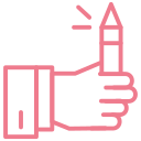 Icon of a hand holding a lipstick.