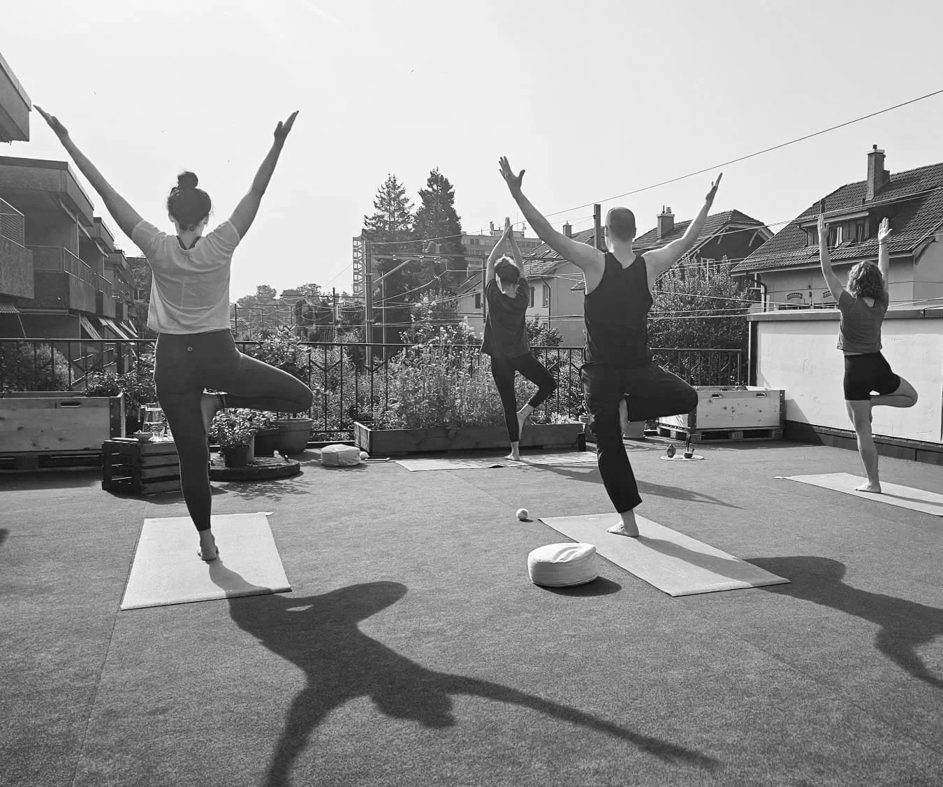 Yoga und Brunch auf der Dachterrasse