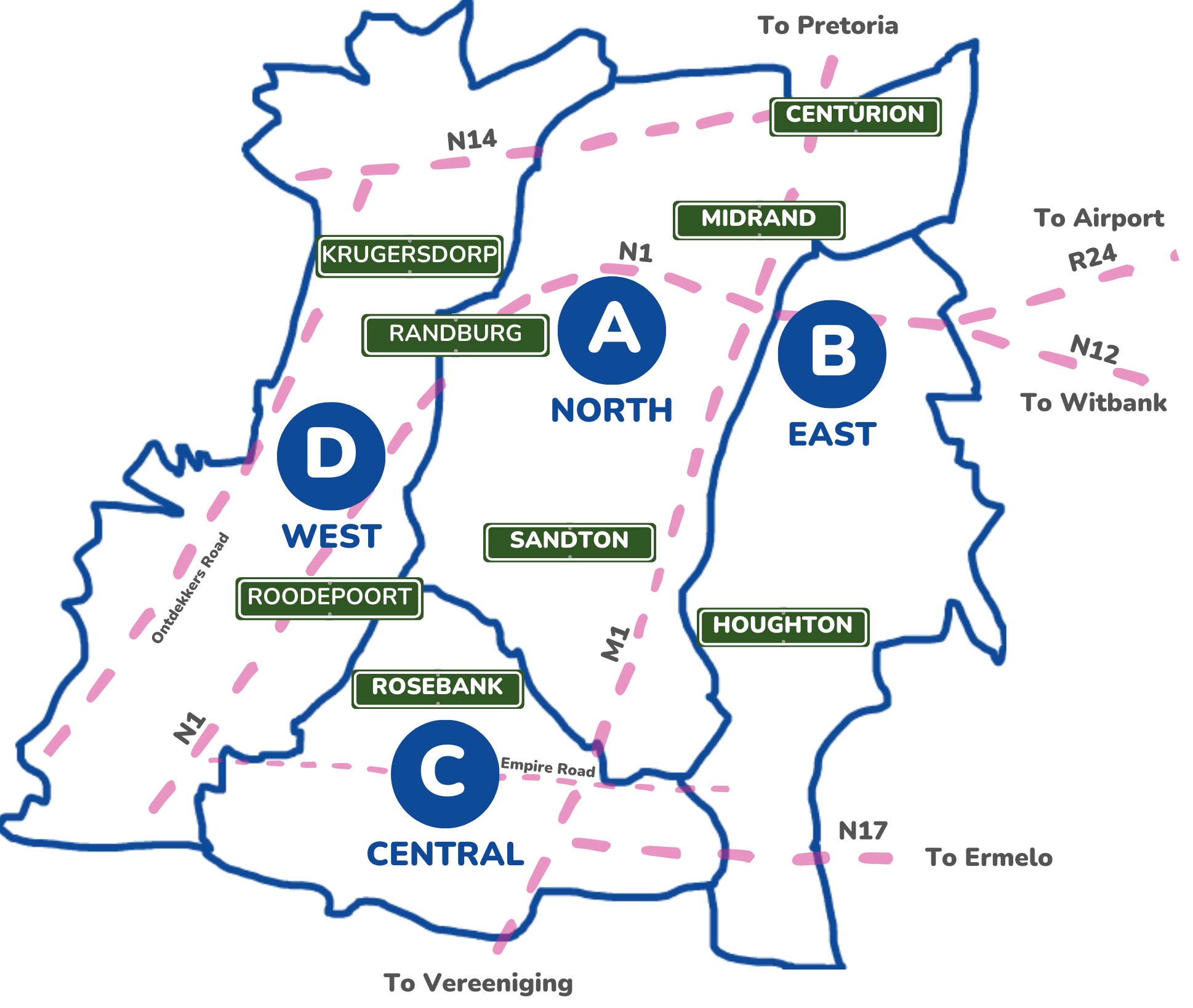 Areas in Joburg and Gauteng that we operate in for mobile dog and cat grooming