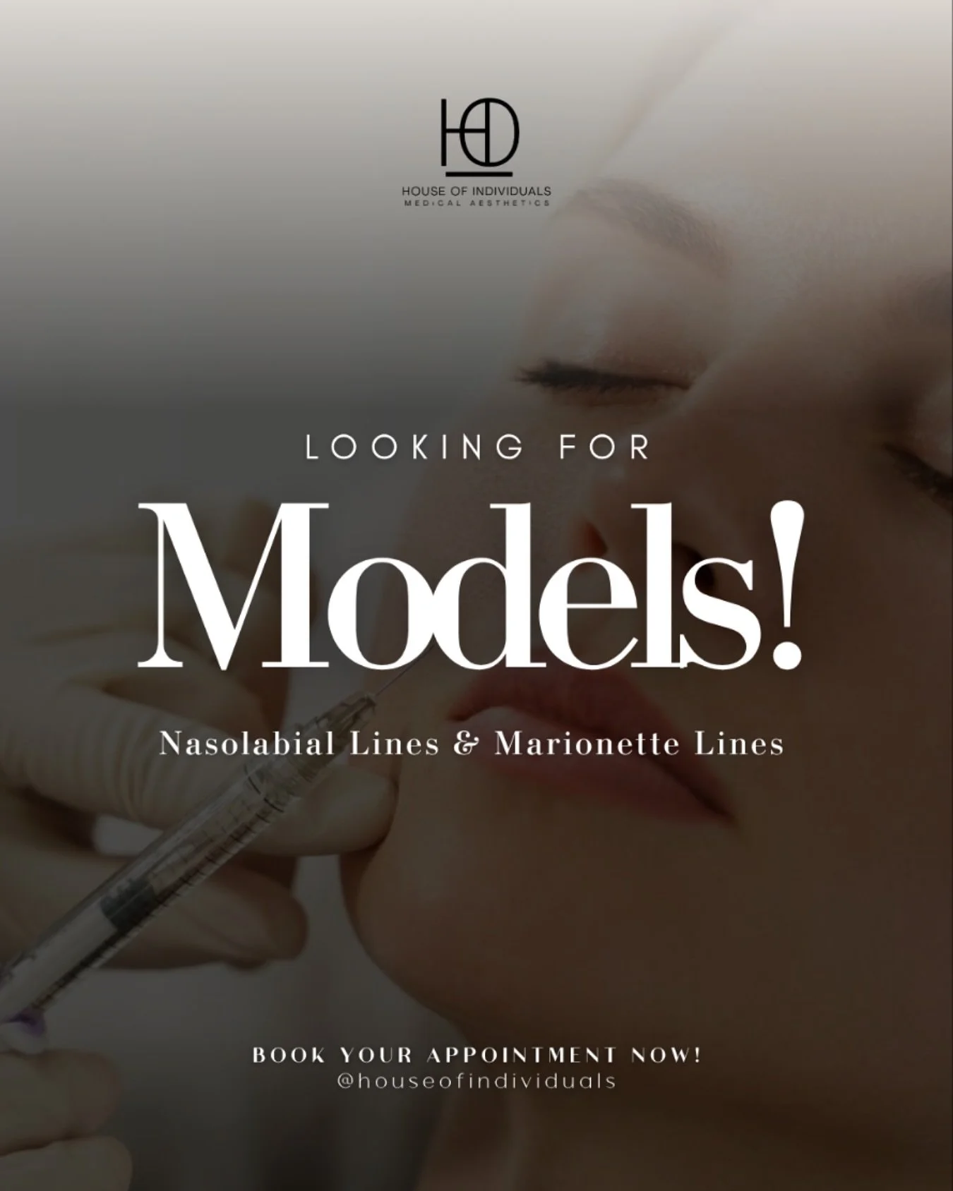 I&rsquo;m looking for models for nasolabial &amp; marionette line treatments at House of Individuals ✨

If you&rsquo;ve ever felt like makeup settles around your smile lines or you&rsquo;re starting to notice deeper creases, this treatment is perfect