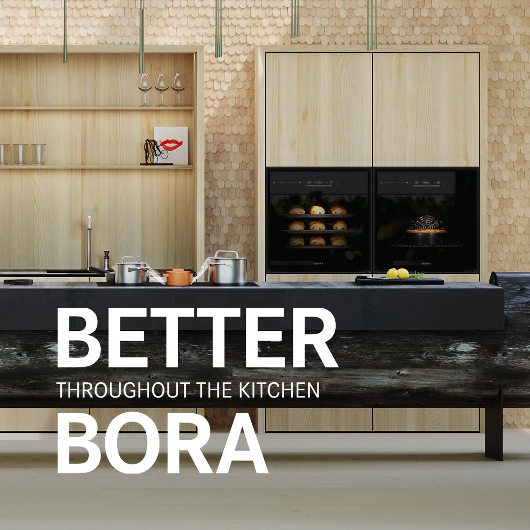BORA intentionally considers the kitchen as a whole: cooking, steaming and baking, refrigeration and freezing, as well as washing up and cleaning all interlink to create a better experience throughout the kitchen. Better throughout the kitchen BORA. 