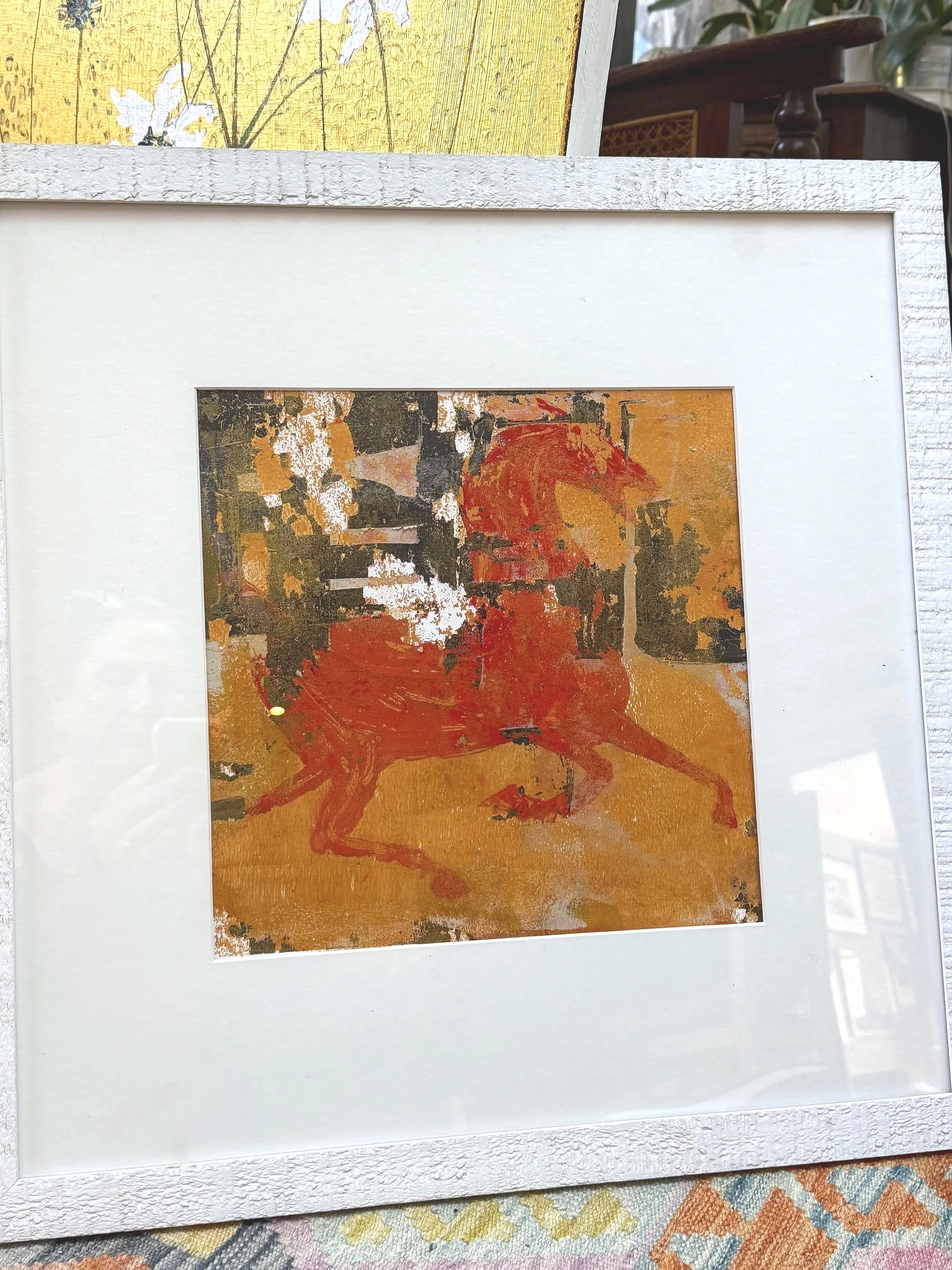 ‘Red Fire Horse’
Acrylic on paper
Monotype
Framed in natural white wood frame
£450