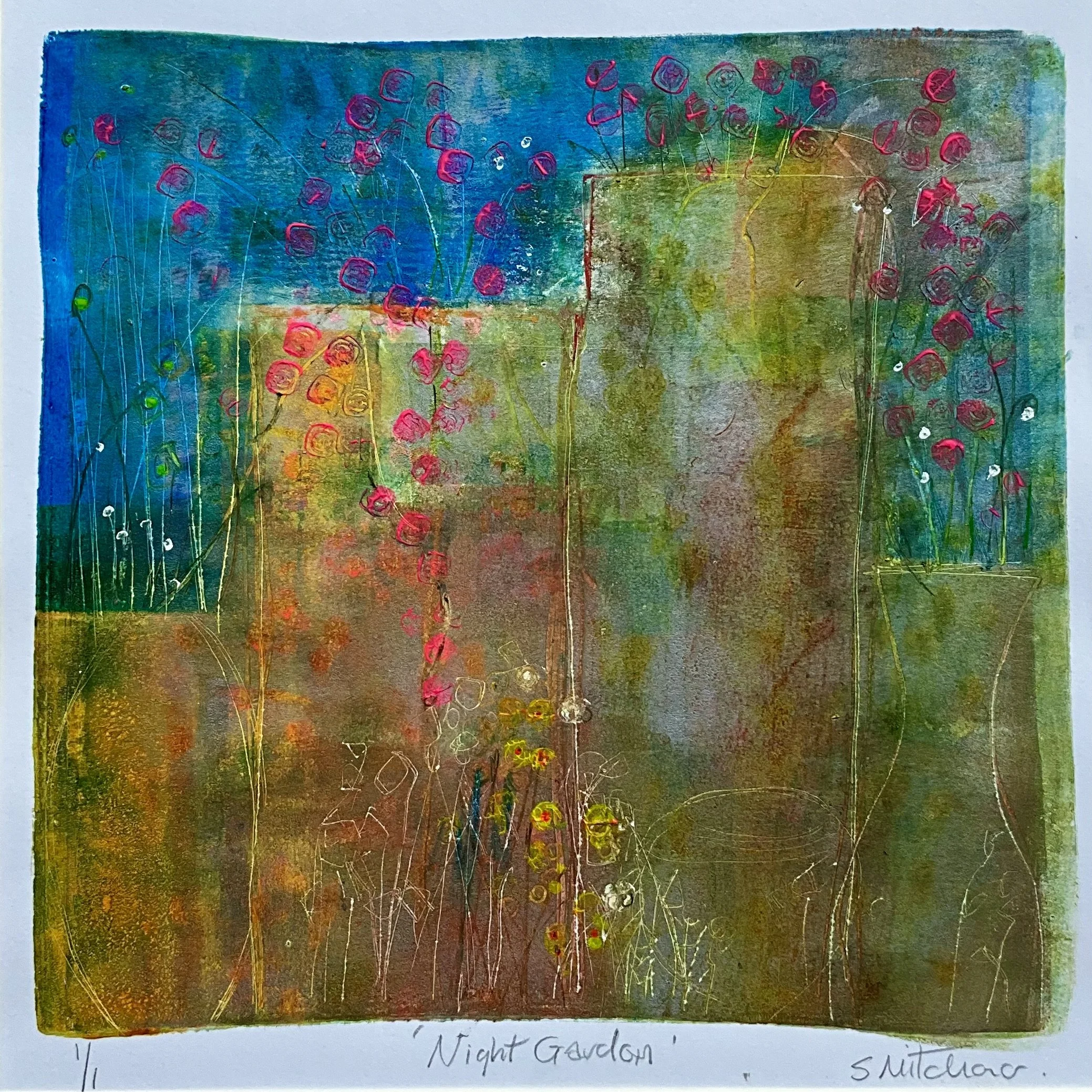 ‘The Night Garden’
50cm x 50cm
Monotype Acrylic on Paper
£400. SOLD