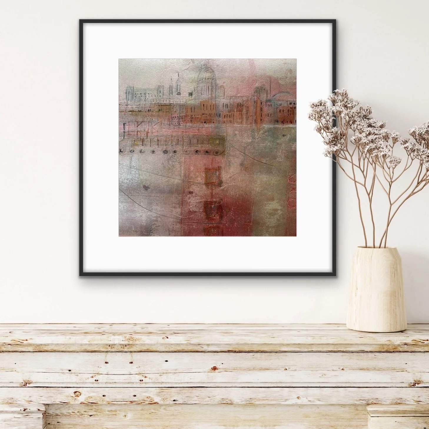 ‘From the Southbank to St Paul’s ’
Monotype and Drawing
50cm x 50cm
Acrylic and ink on paper
Framed behind glass in natural wood frame
£450
SOLD