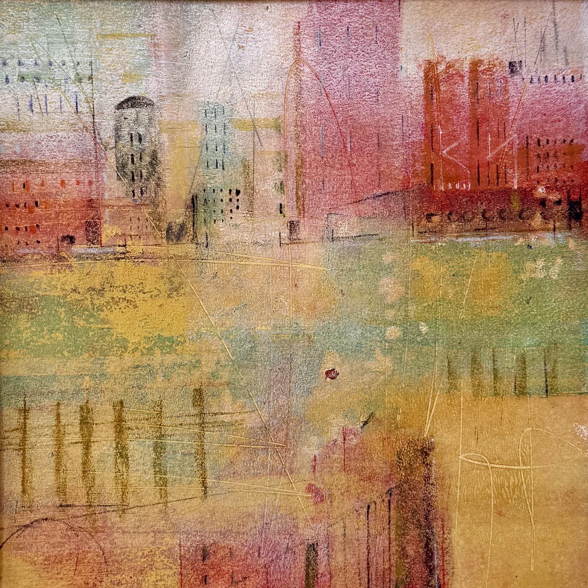‘Across the Thames to Blackfriars’
Monotype and Drawing
50cm x 50cm
Acrylic and ink on paper
Framed behind glass in natural white wood frame
£450