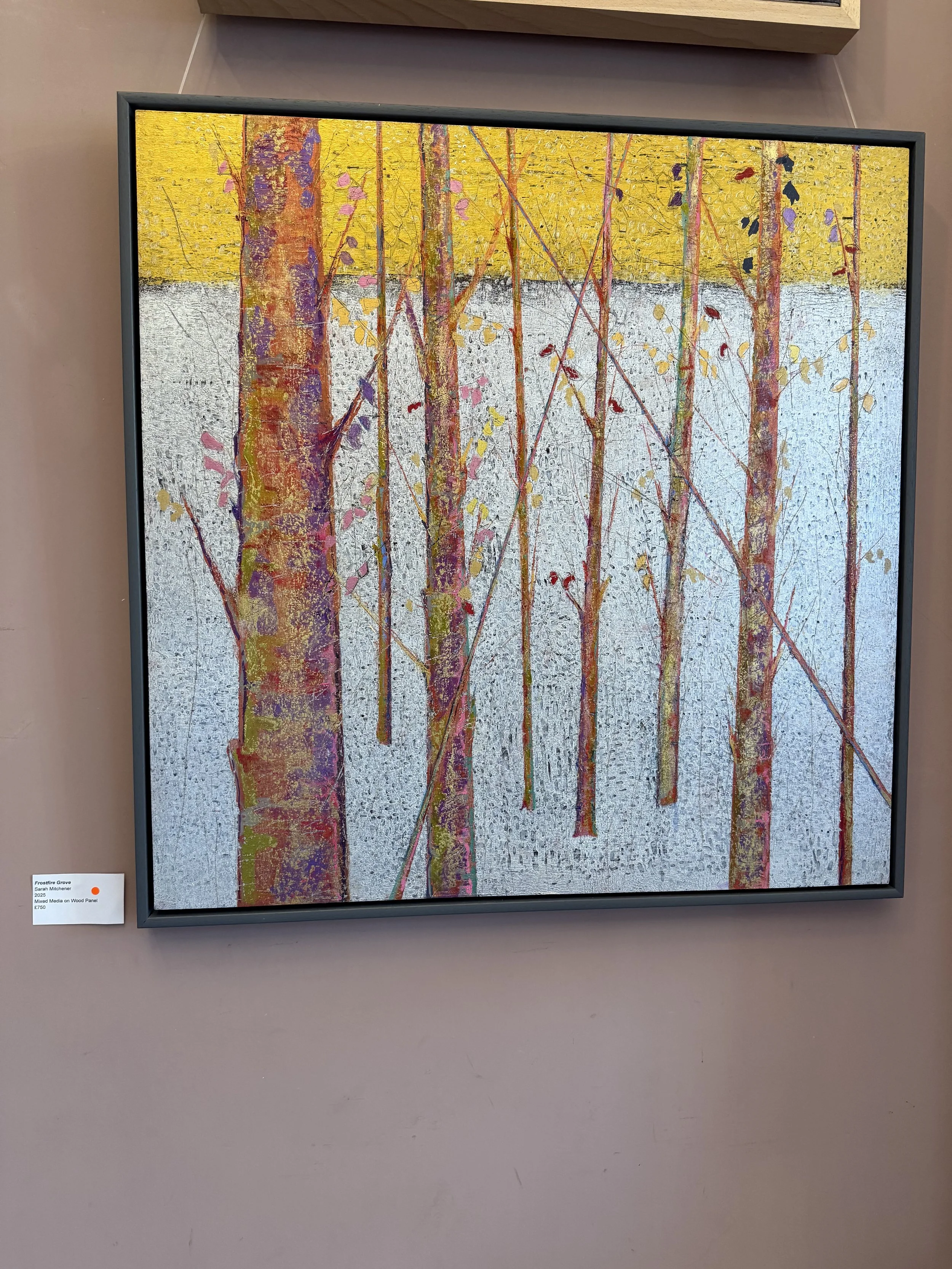 ‘Frostfire Grove’ Peacekeeper Series
76cm x 76cm
Acrylic on cradled panel
dark grey float frame
£750 SOLD