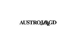 Das Logo von AstroJagd, stilisierte Schrift mit Tiermotiv in der Mitte.