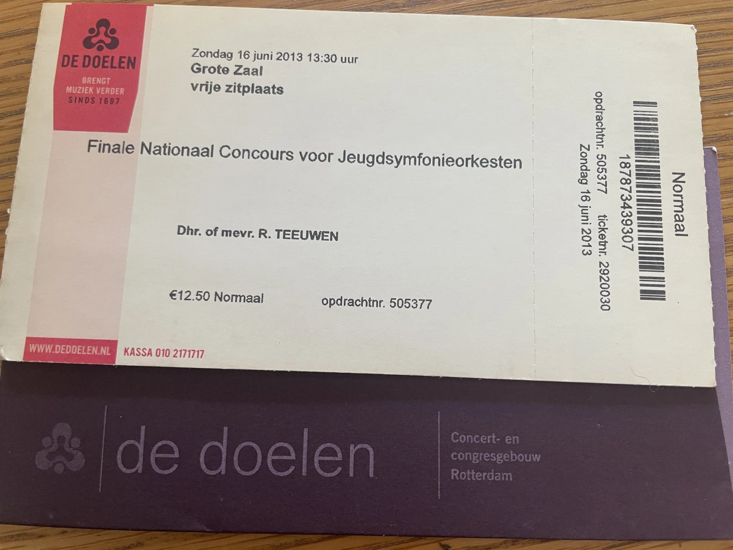 Daniel Dee and Benne van der Velde performing on June 16, 2013, at the large hall of De Doelen in Rotterdam, Netherlands, during the finals of the youth symphony concours 2013