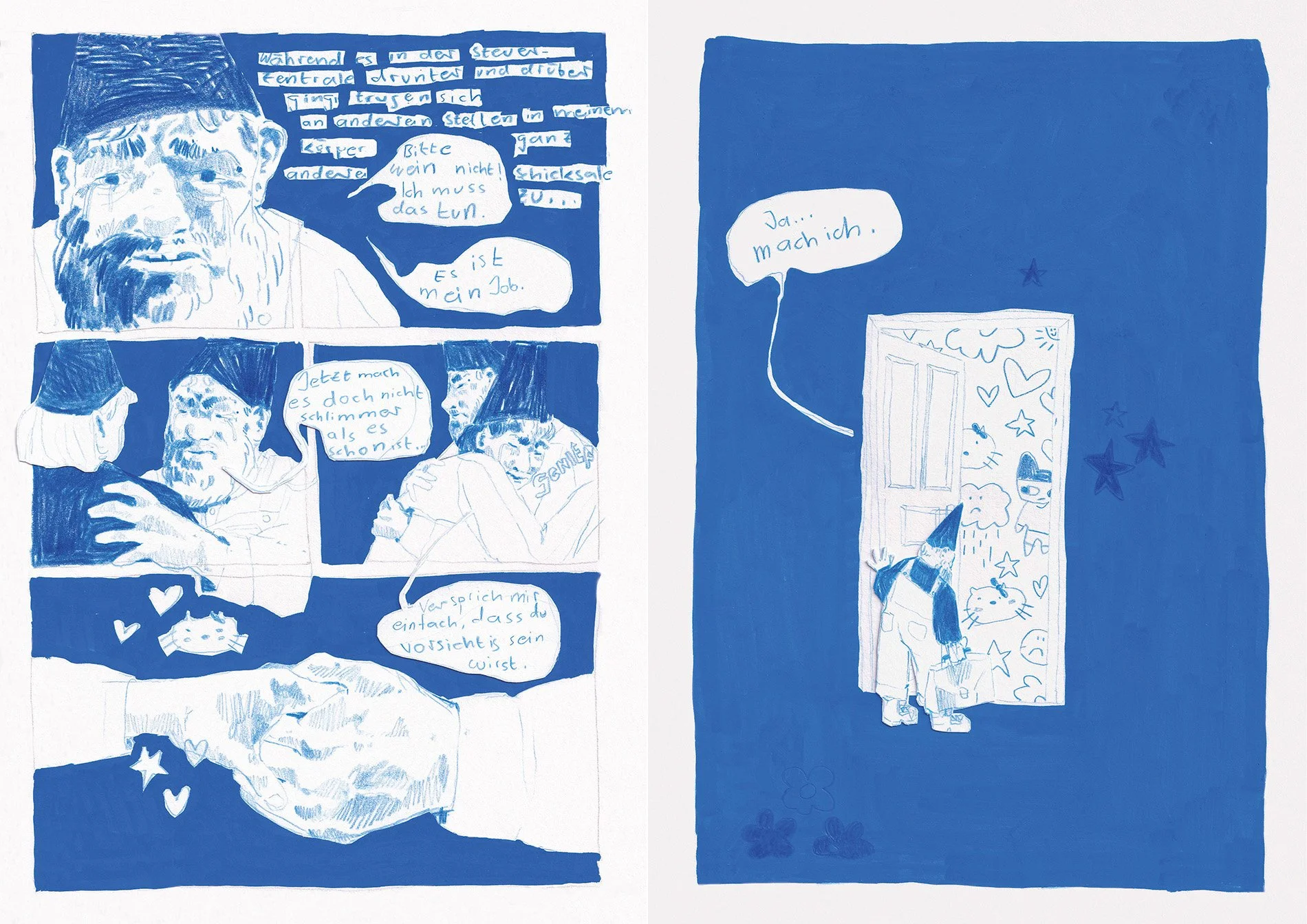 "Die Gartenzwerge in meinem Körper" (2024) 210mm x 297mm Buntstift und Marker auf Papier (52 Seiten)