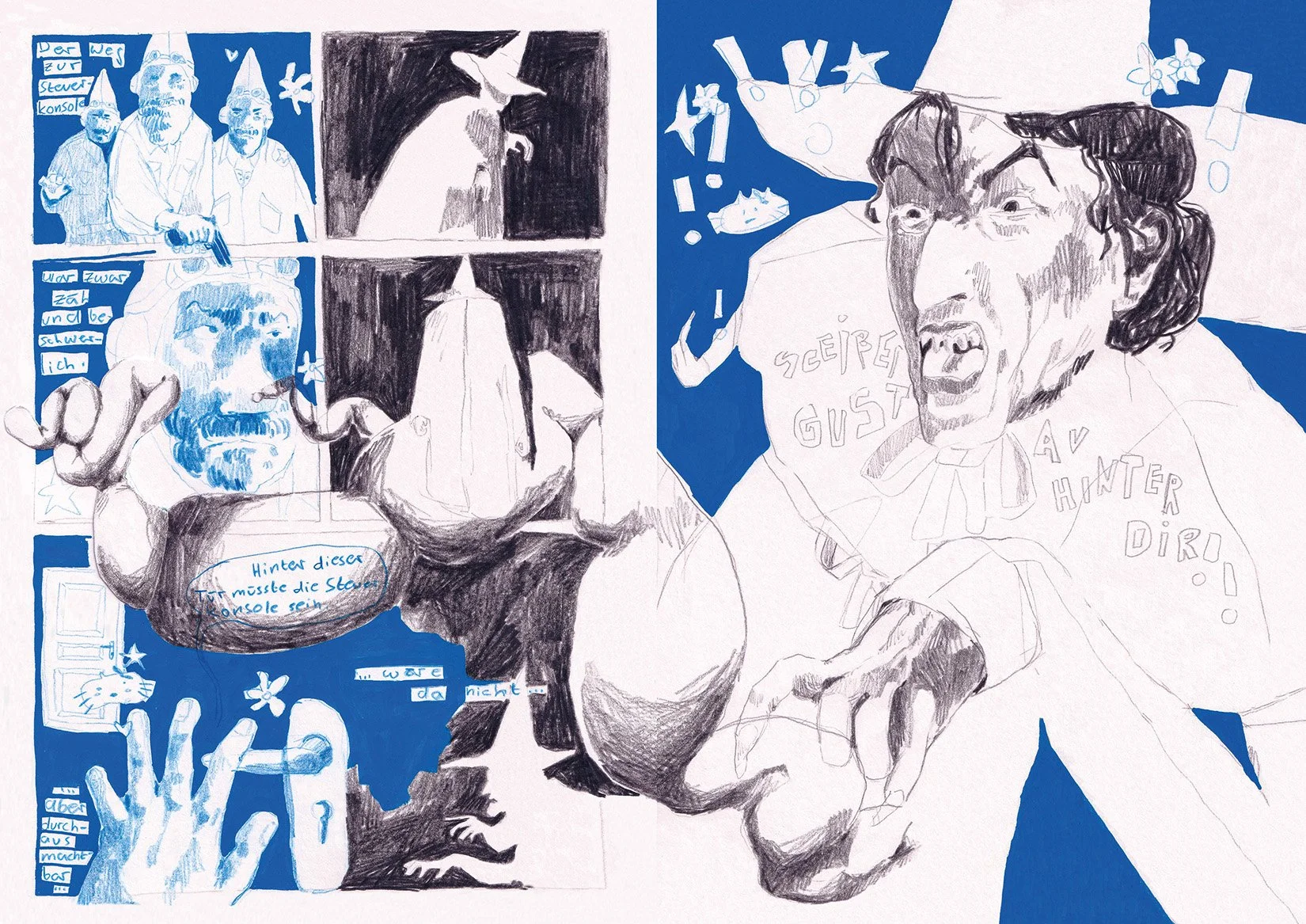 "Die Gartenzwerge in meinem Körper" (2024) 210mm x 297mm Buntstift und Marker auf Papier (52 Seiten)