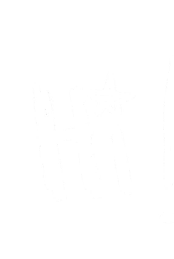 Weiße Handzeichnung mit dem Wort "Hi" und einem Stern auf schwarzem Hintergrund.