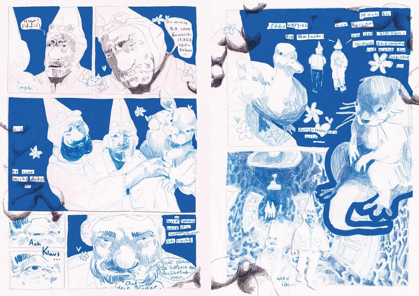 "Die Gartenzwerge in meinem Körper" (2024) 210mm x 297mm Buntstift und Marker auf Papier (52 Seiten)