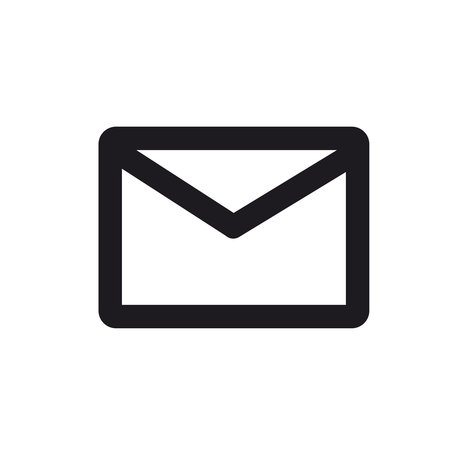 Icon of a black envelope on a black background, representing email or messaging