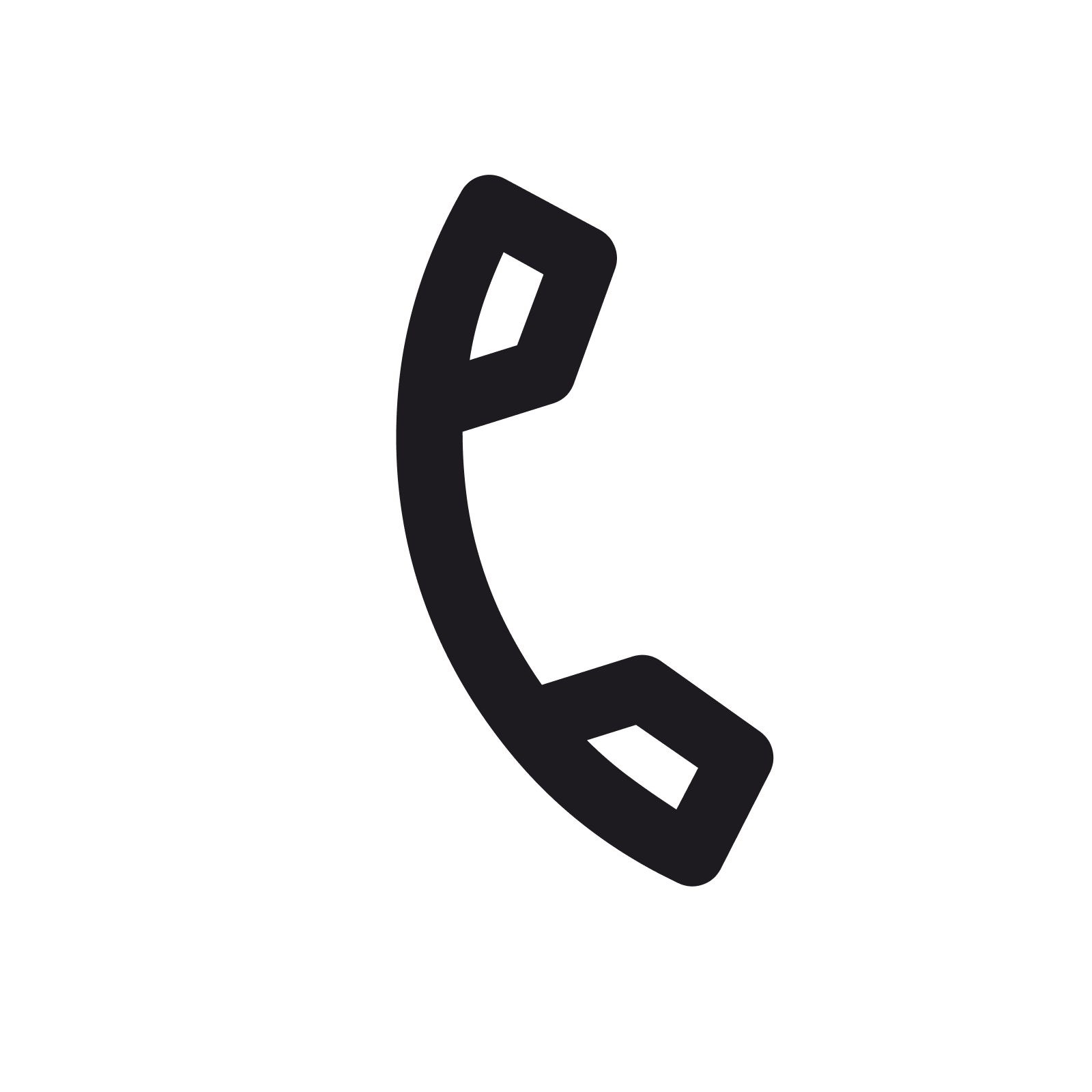Icon of a vintage telephone receiver in black on a black background.