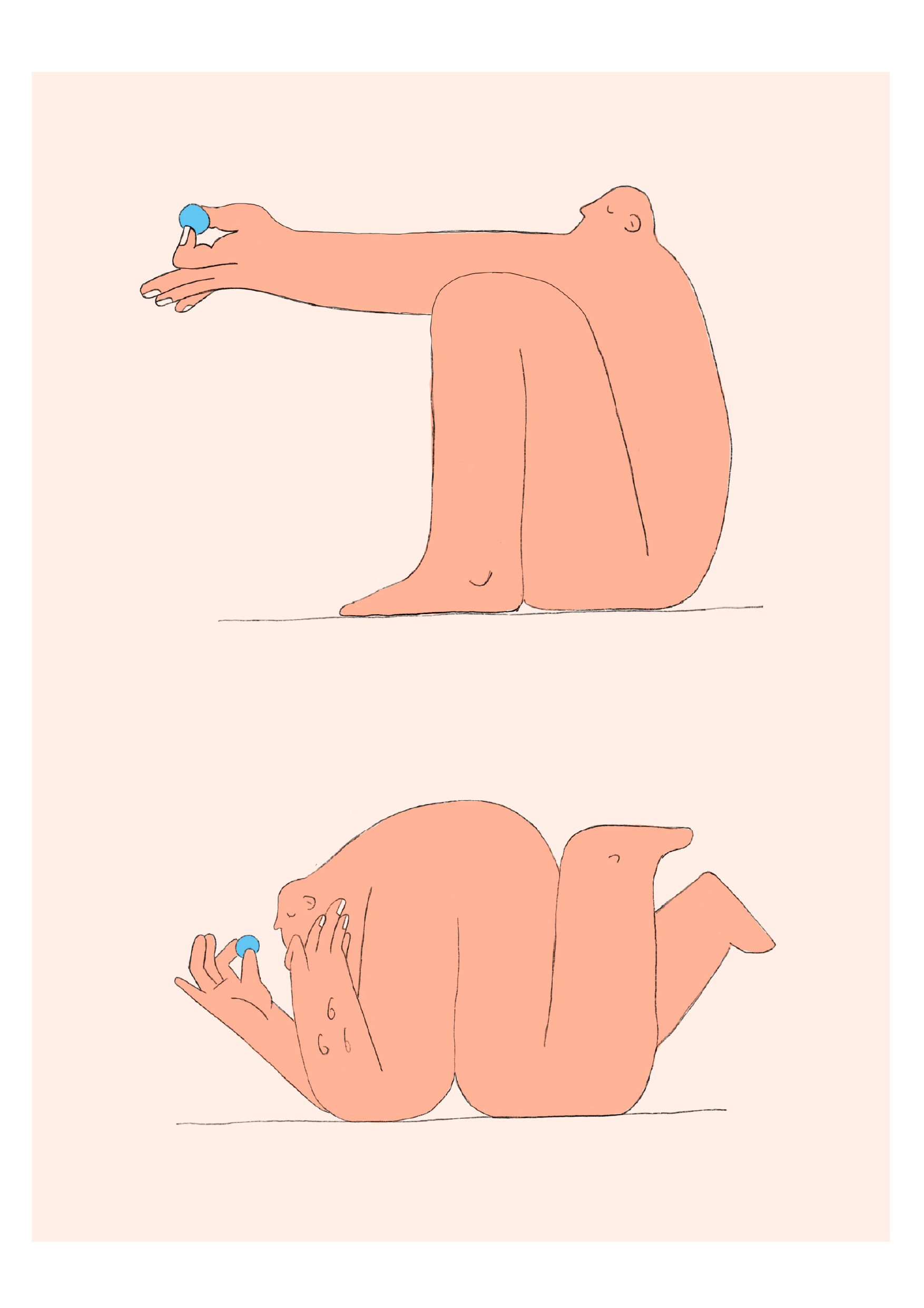 Eine stilisierte, minimalistische Illustration eines Menschen, der in verschiedenen Posen gezeigt wird.