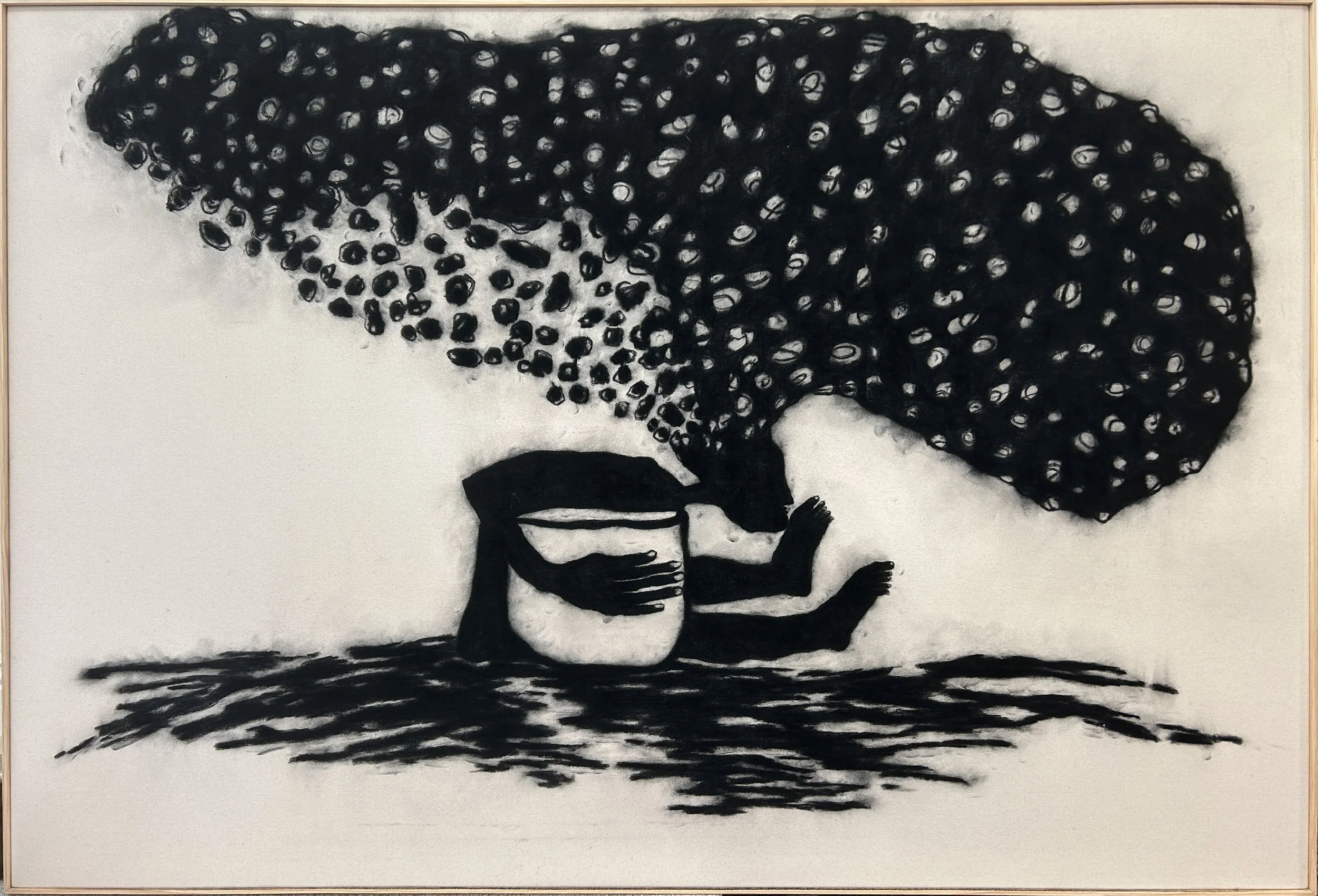 in dreams 3,   2023,   Charcoal on canvas,  57 x 84in