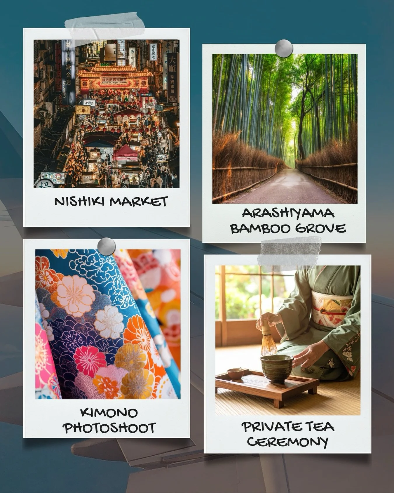 Kyoto in autumn hums with quiet reverence. Wander through the lantern-lit lanes of Nishiki Market, where flavors tell centuries-old stories. Step into the emerald hush of Arashiyama Bamboo Grove &mdash; a cathedral of nature and sound. Wrap yourself 