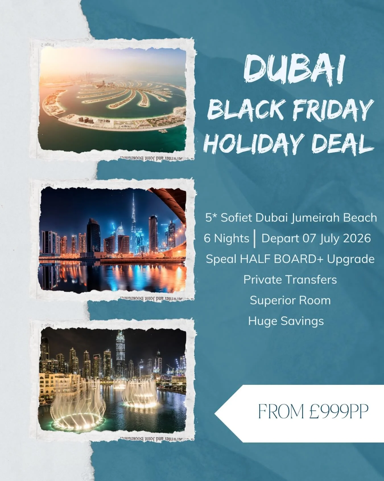 ✨ Dubai Black Friday Luxury Offer from &pound;999pp!✨

If you&rsquo;ve been dreaming of 5-star glamour, beachfront views and a sunshine escape&hellip; THIS is the holiday you don&rsquo;t want to miss! 🌴

☀️ Book with just &pound;50pp deposit today!
