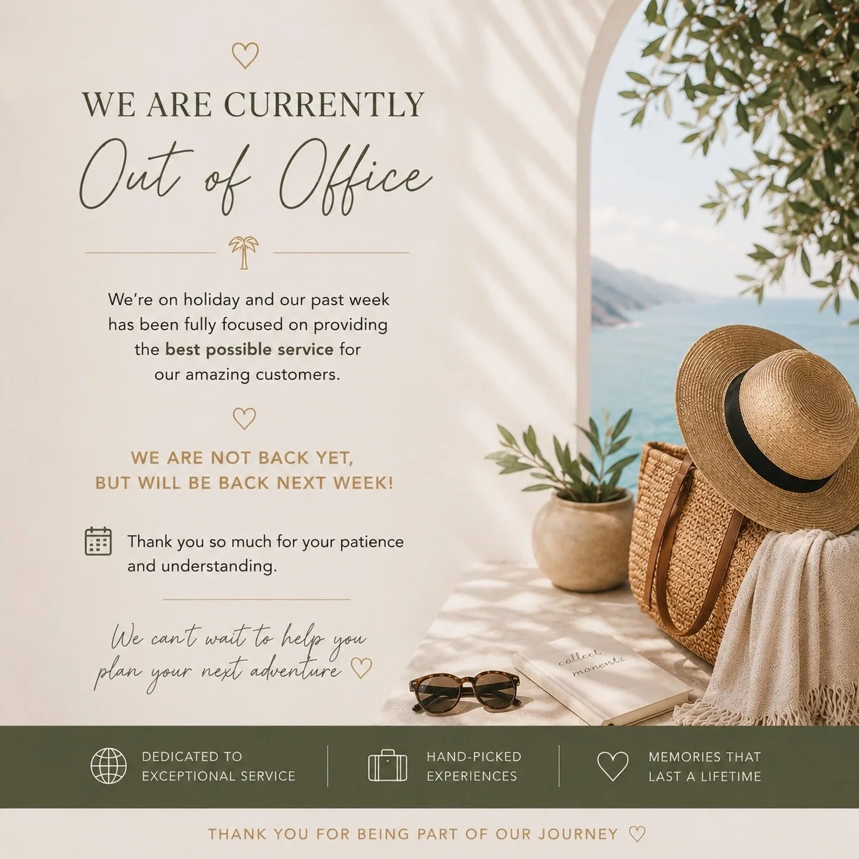 You may have noticed our social media has been a little quieter than usual lately... 🌿

That&rsquo;s because we&rsquo;ve been taking a well deserved holiday of our own.

While our posts may have taken a slight dip, our service certainly hasn&rsquo;t