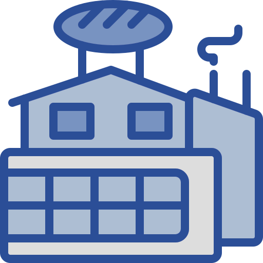 Illustration of a building with a solar panel on the roof and antennas.