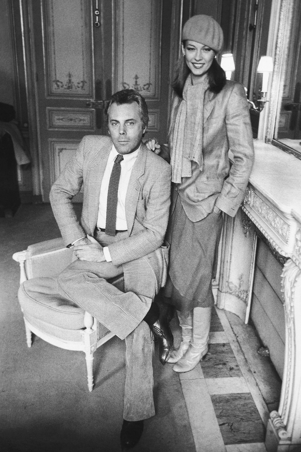 Giorgio Armani with a model in his office Courtesy of Giorgio Armani.jpg