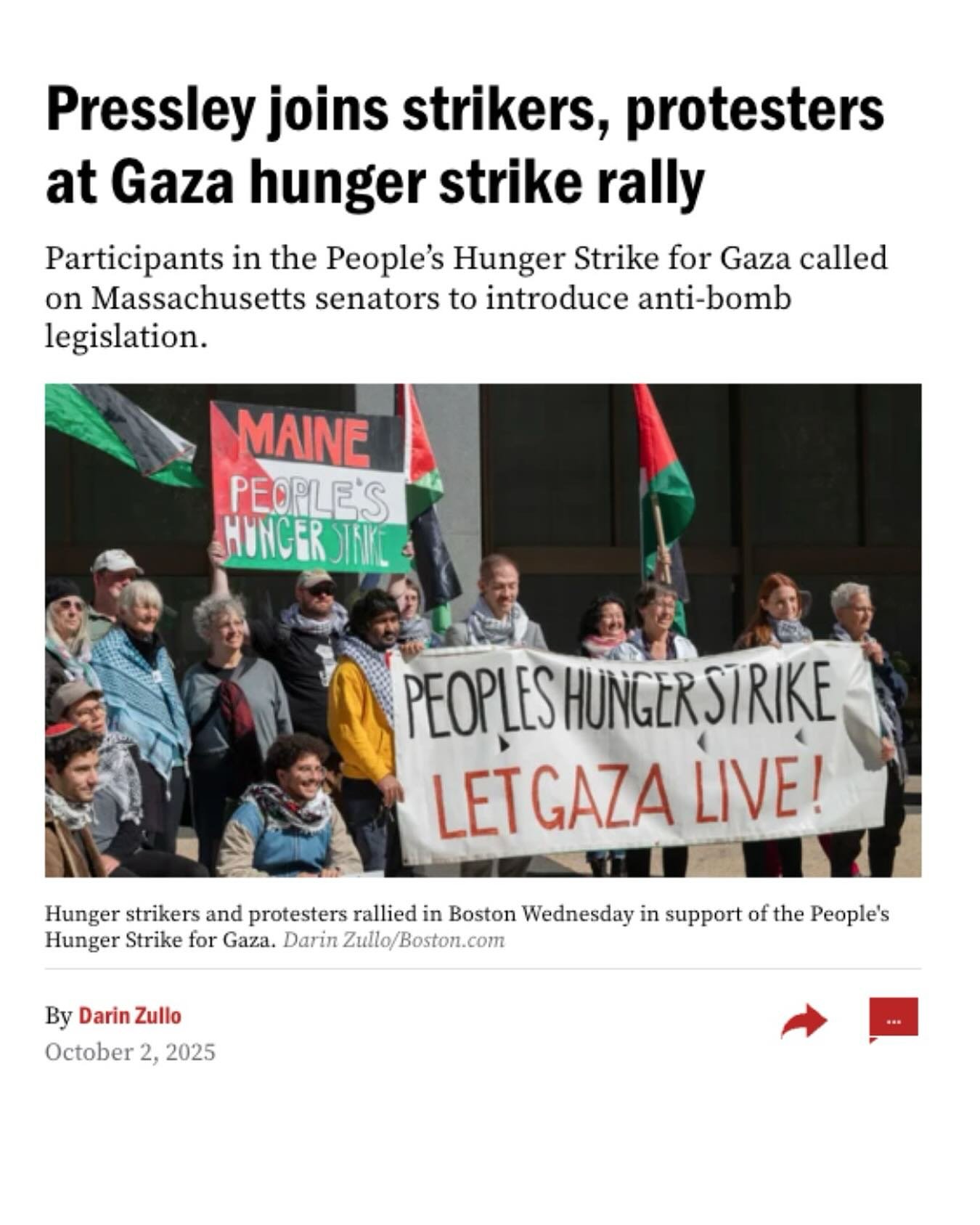 The People&rsquo;s Hunger Strike and supporters gathered Wednesday outside the John F. Kennedy Federal Building. The coalition prepared to deliver 1,000+ letters from Massachusetts taxpayers to Sen. Ed Markey and Sen. Elizabeth Warren calling on them