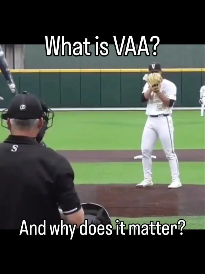 VAA. A deeper dive.

Vertical Approach Angle is the angle a pitch crosses home plate, measured in degrees. Closer to zero means a flatter trajectory. Further from zero means a steeper one. MLB average for a four-seam fastball sits around -5.0&deg;.


