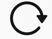 Een symbolische pijl in een cirkel die een herhaling of reset aangeeft.