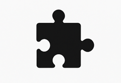 Een zwart silhouet van een enkele puzzelstuk