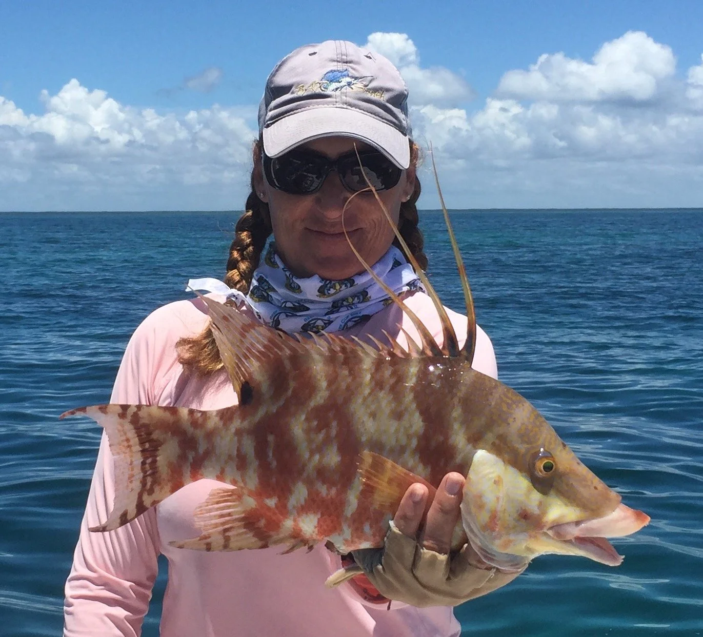 Capt. Jen Copeland displays one of the many wonders of the Florida Keys' reef fishery: a hogfish.