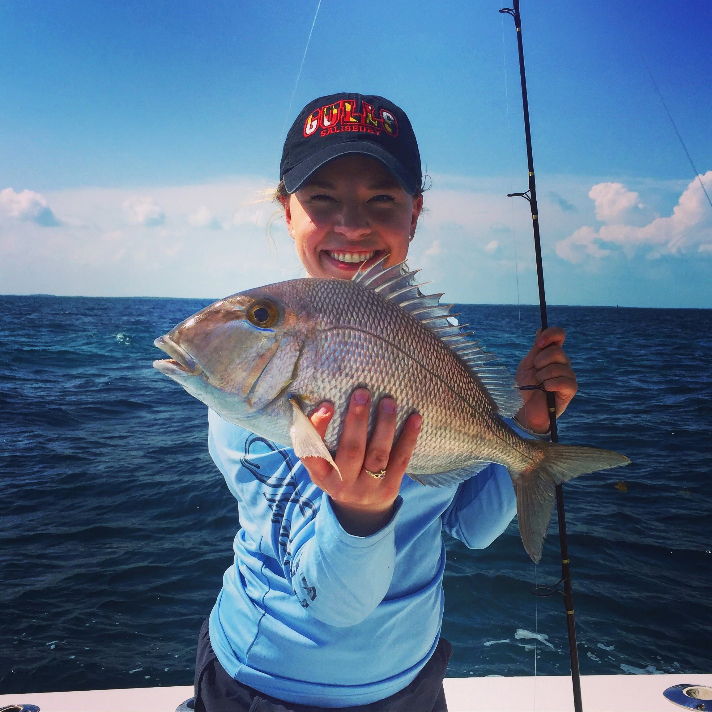A young angler shows off her progy caught on the reef off the Florida Keys.