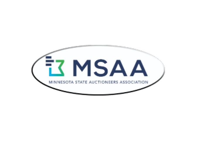 Logo of the Minnesota State Auctioneers Association (MSAA) with an abstract symbol in blue and green.