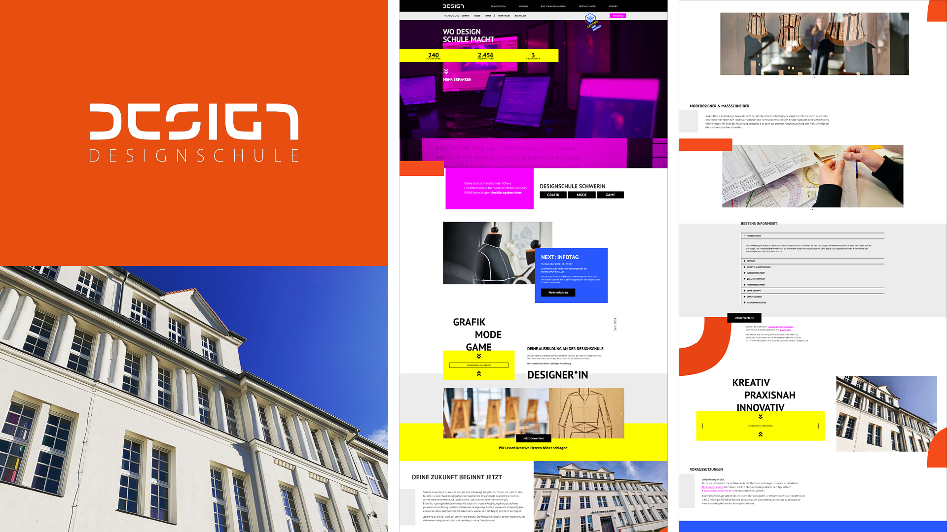 Website Beispiel für die Designschule in Schwerin