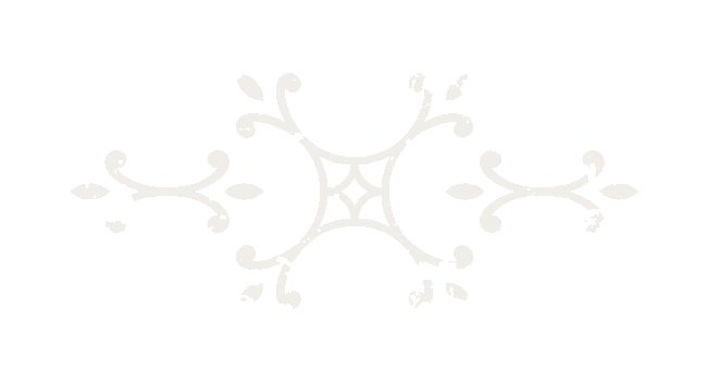 Decorative white floral pattern with symmetrical swirls and leaf-like shapes on a black background.