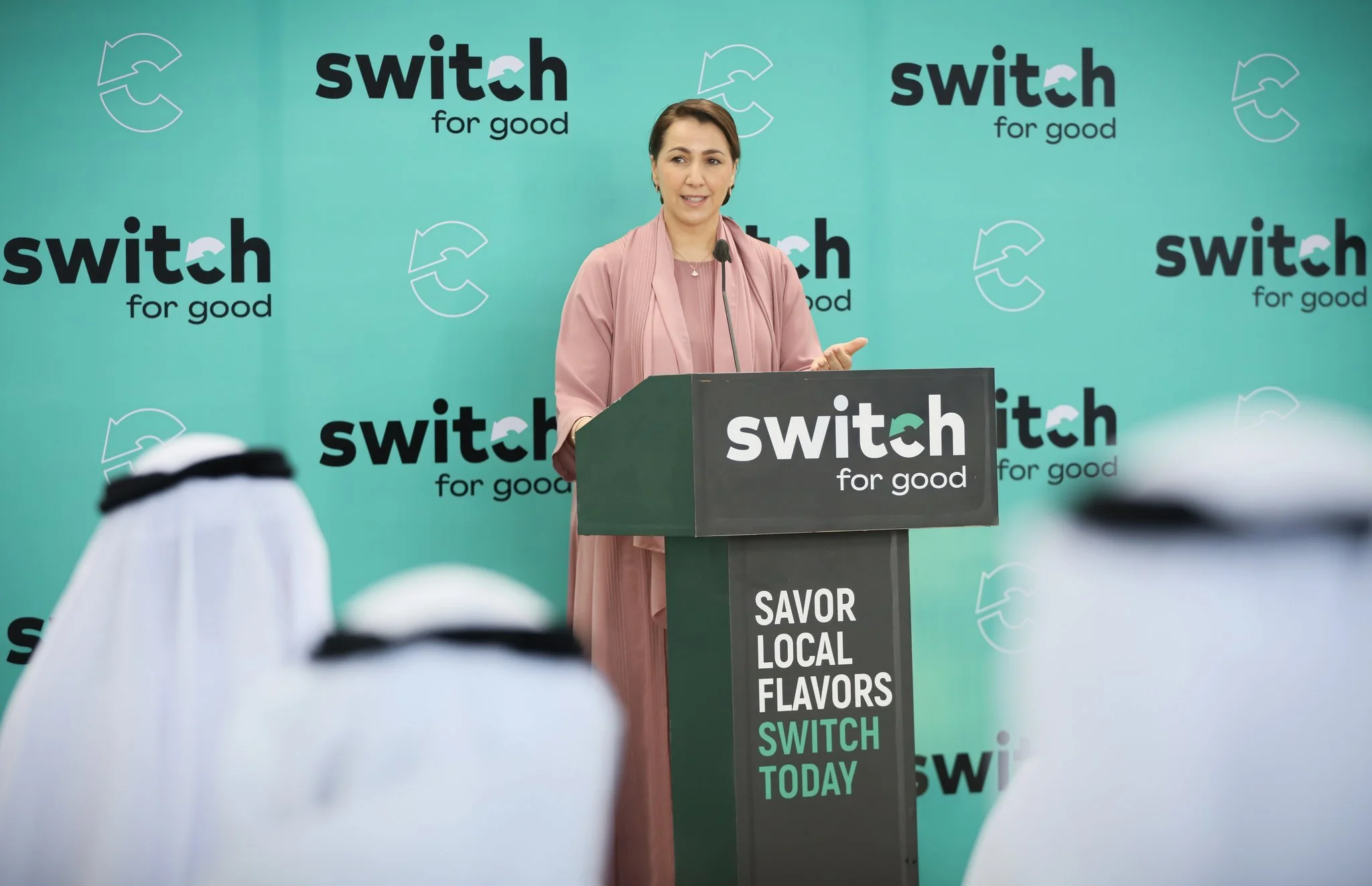  Mariam Almheiri, UAE Minister of Climate Change and Environment, speaks at the inauguration of Switch Foods in Abu Dhabi 