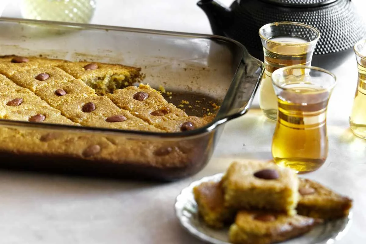 Vegan Basbousa: A Sweet Middle Eastern Delight with Caramelized Crunch