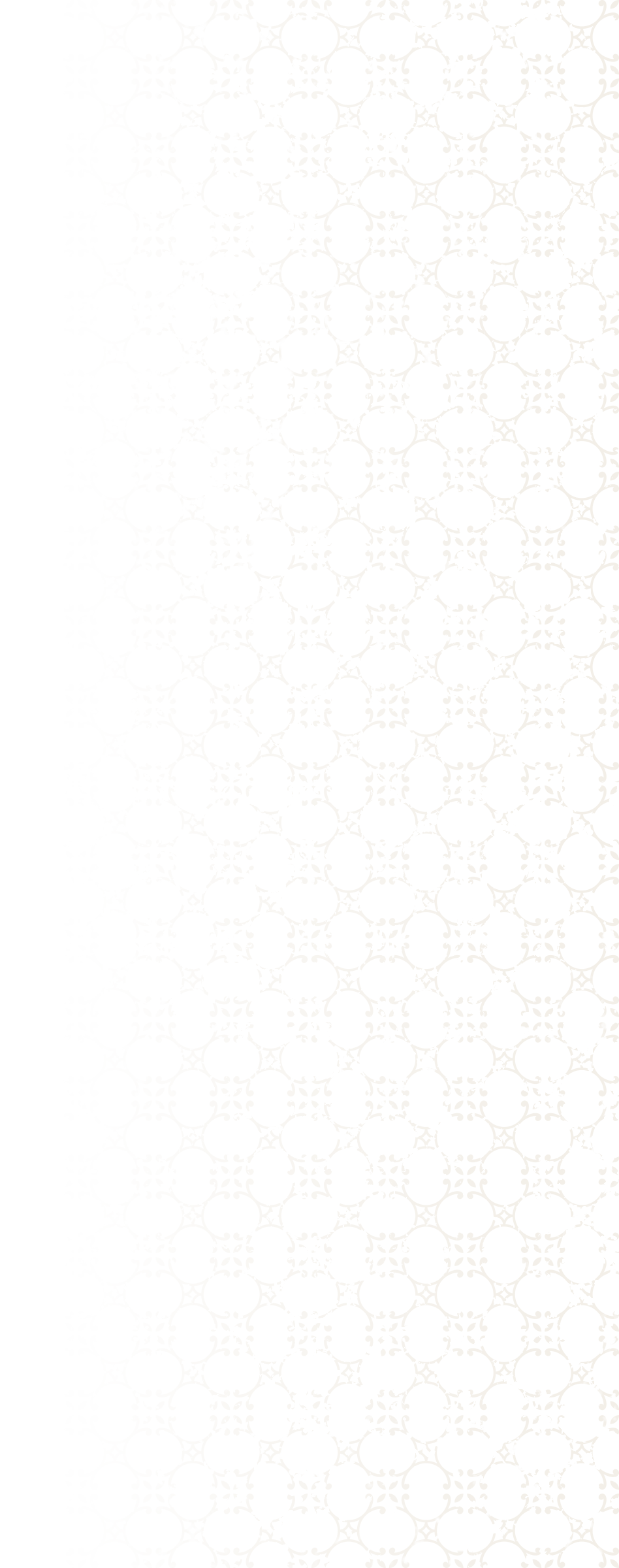 Black background with a white intricate repeating geometric pattern featuring circles and floral-inspired designs.
