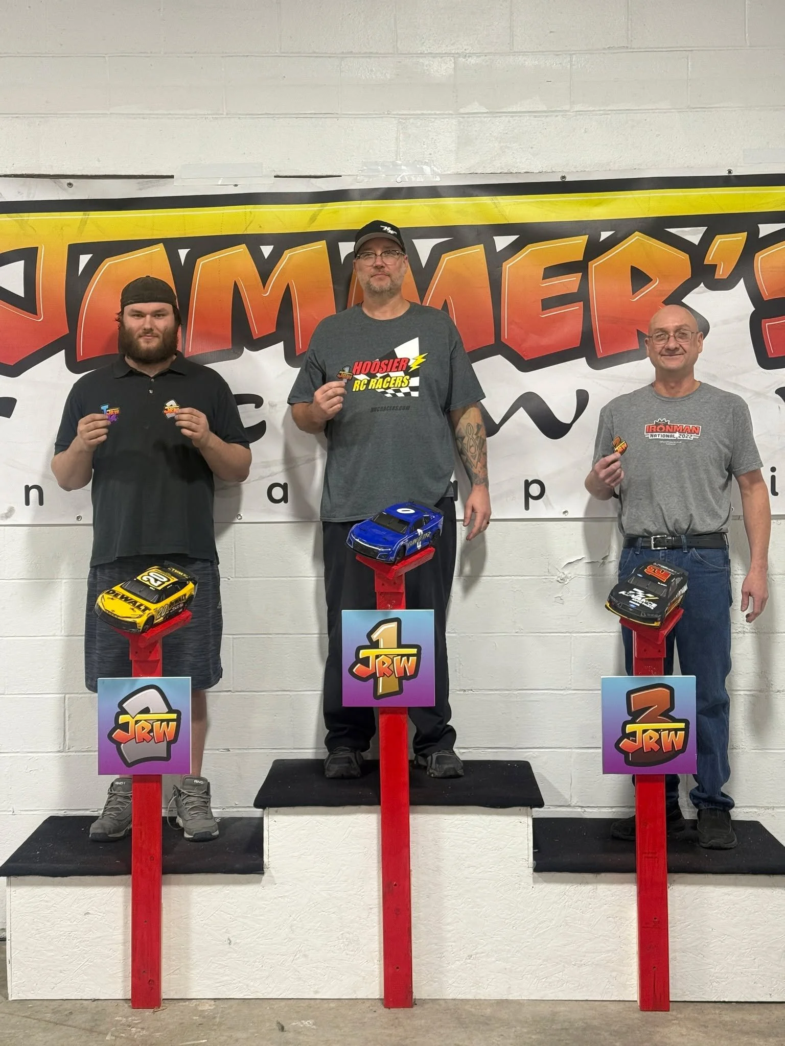 Tuesday Night On-Road
I've never seen such close racing! Multiple lead changes on the LAST lap... in both 21.5 AND NASCAR On-Road.
Our First NASCAR On-Road:
1) RYAN KIGER
2) RJ KILLIAN
3) Jason "THE BALD GUY" West
 #rccars #jammersraceway #